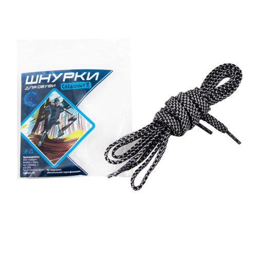 Купить шнурки следопыт плоские,ширина 0,7 см,длина 120 см,черно-серый в Красноярске