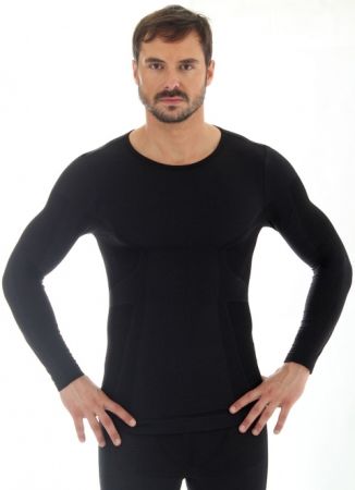 Футболка Brubeck Comfort Wool LS1160M черная