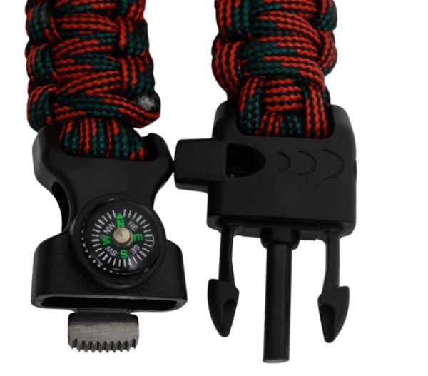 Браслет Следопыт из паракорда со свистком,компасом и огнивом 24,5х2см PF-PD-04S