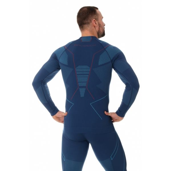 Футболка Brubeck Thermo Nilit Heat черный/голубой мужская в Красноярске