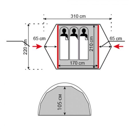 Палатка Tramp Cloud 3 Si light red