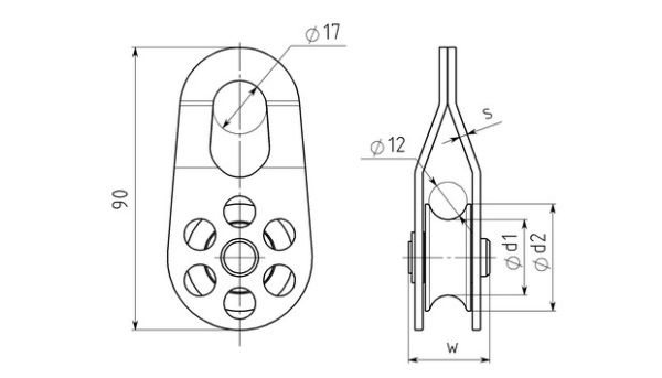  Блок-ролик Вертикаль дюраль с подшипником в Красноярске  