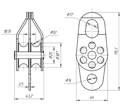  Блок-ролик Вертикаль двойной сталь с подшипником в Красноярске  
